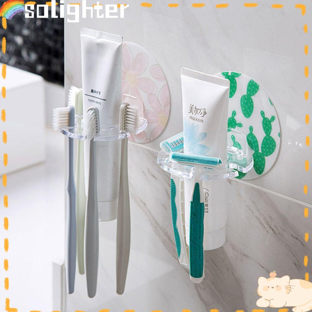 Solighter 4Pcs Tempat Sikat Gigi Hot Sale Bebas Pukulan ToothpasteTool Razor Toothbrush