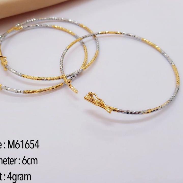 ➶ Gelang Keroncong Titanium model Tipis Bukaan Samping Lapis Emas 24karat ✫