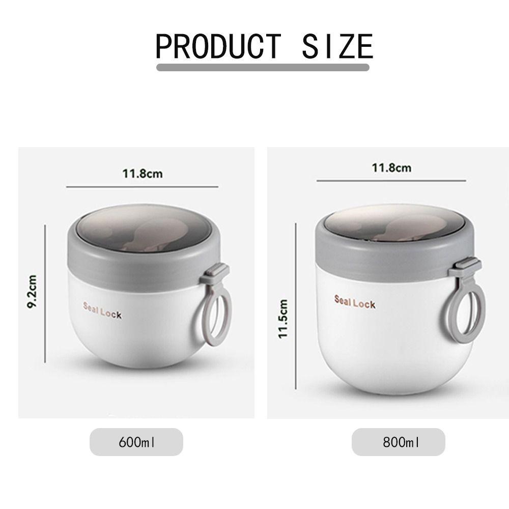 Solighter Fresh-keeping Bowl Stainless Steel 600ML/800ML Wadah Termos Toples Insulated Dengan Sendok Vacuum Cup