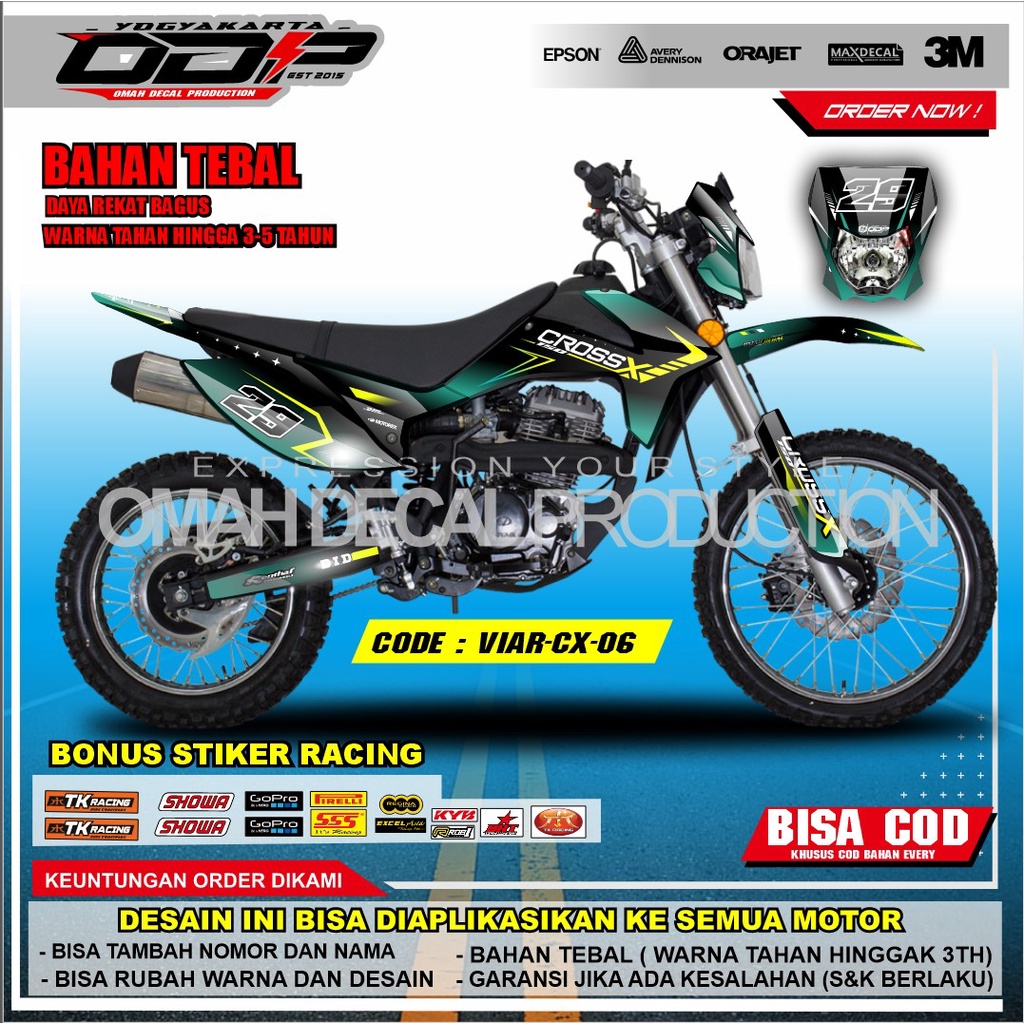 DECAL VIAR CROSS X 150 / 250 FULL BODY AKSESORIS VARIASI STICKER MOTOR DEKAL MOTIF KEREN SUPERMOTO S