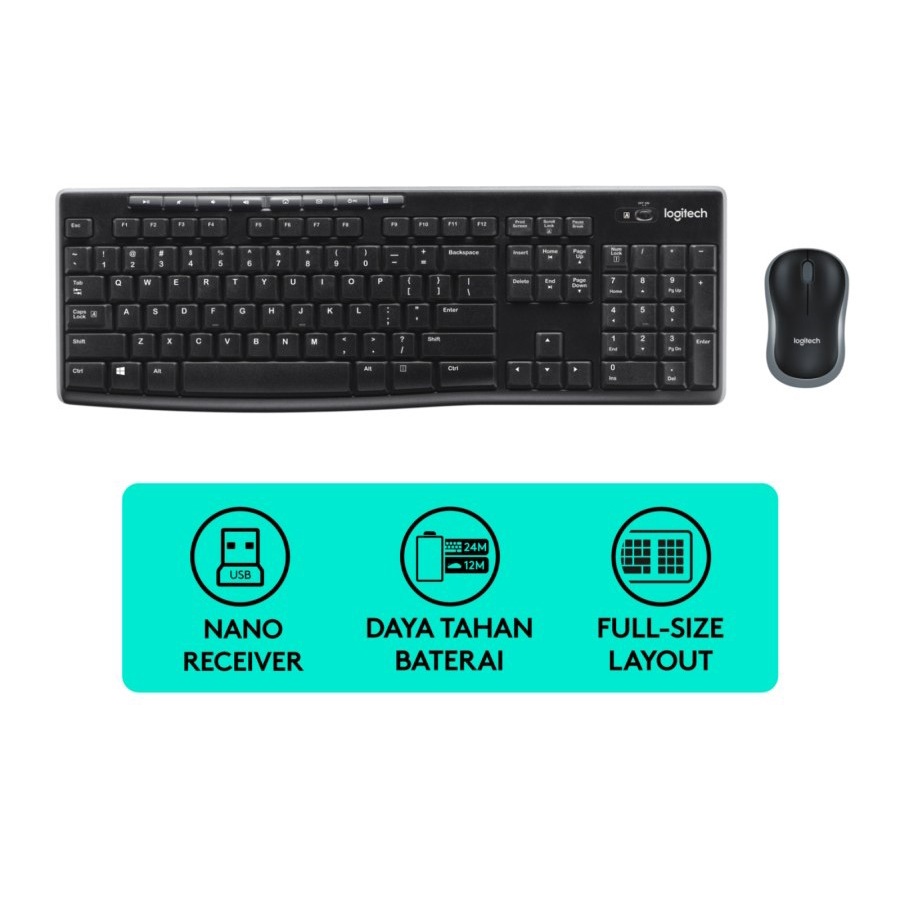 KEYBOARD MOUSE LOGITECH MK270 / MK 270 WIRELESS COMBO FULL SIZE - GARANSI RESMI