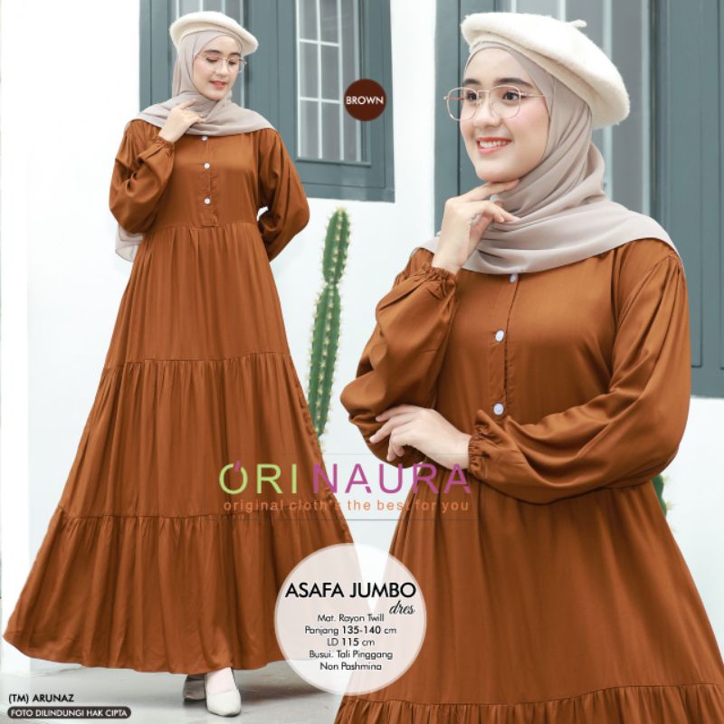 Gamis Afara Jumbo Dress / Asafa Jumbo Dres Mat Rayon Twill Original Ori Naura