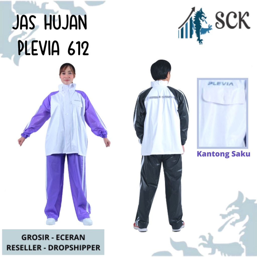 Jas Hujan PLEVIA 612 Dewasa / Setelan Mantol Pria Wanita Kombinasi Warna Tebal / Otomotif - sckmenwear GROSIR