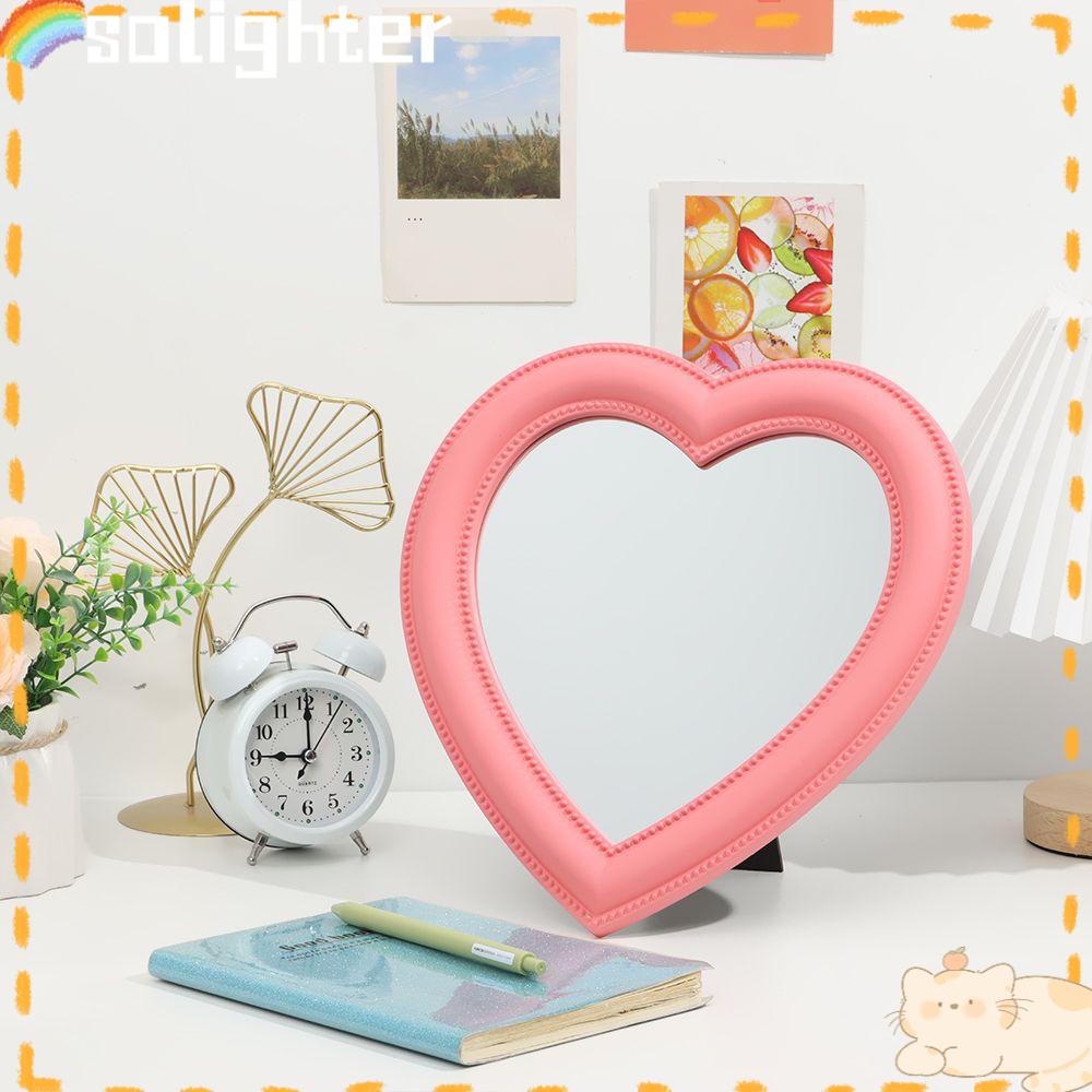 Solighter Cermin Kosmetik Portable Hadiah Gadis Cinta Hati