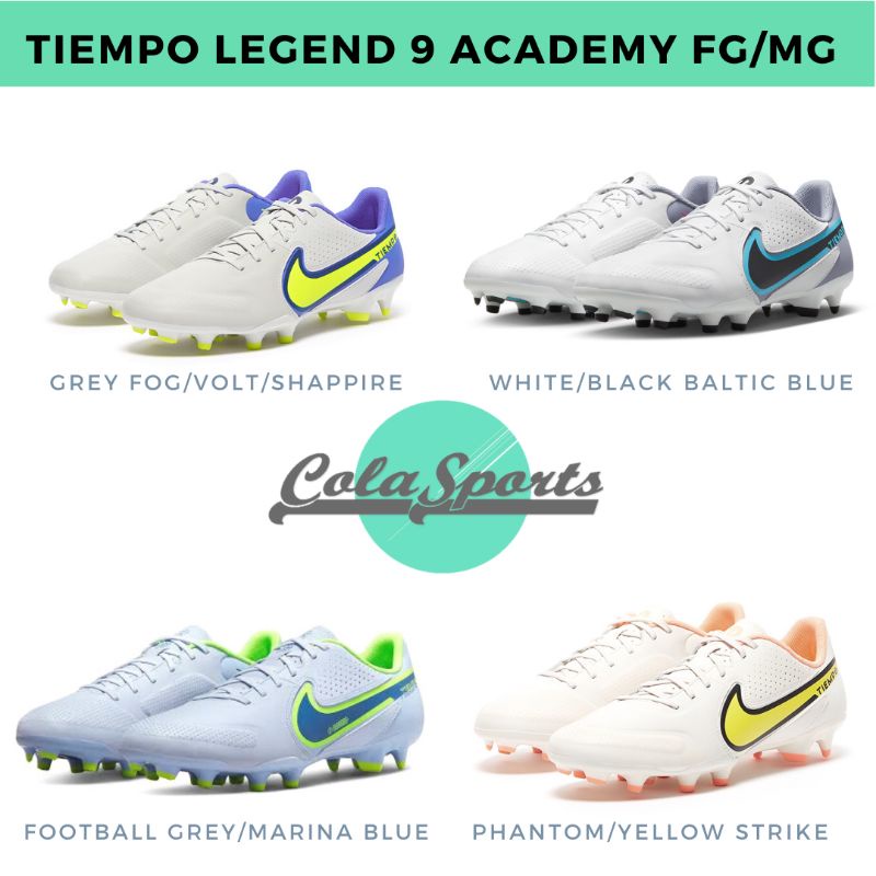Nike Tiempo Legend 9 Academy FG/MG Grey Fog Volt Blue Void DA1174075 Original BNIB Recharge Pack New