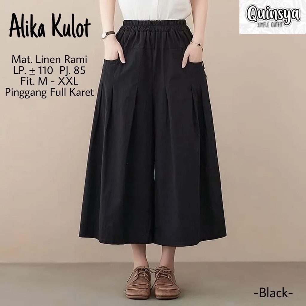 [BISA COD] NEW ALIKA KULOT JUMBO FIT M-XXL MATT LINEN RAMI CELANA KULOT CASUAL MURAH GOOD QUALITY