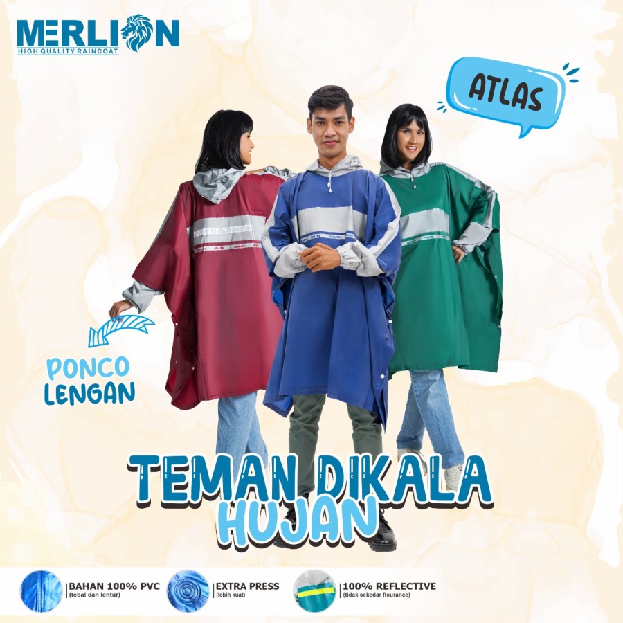 JOPE UMBRELLA - Jas Hujan Merlion Ponco Lengan List Depan Belakang Tipe Atlas 318