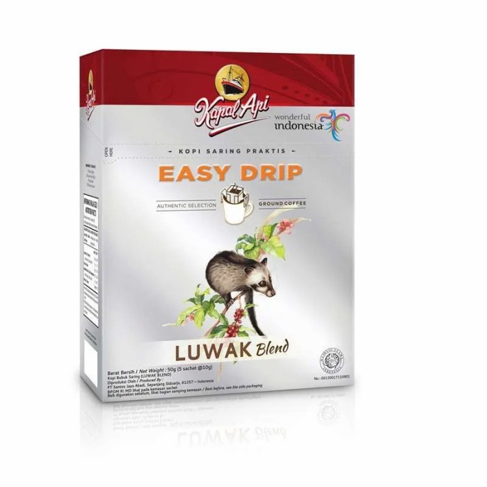 

Kapal Api Luwak Blend Easy Drip Coffee Box (Isi 5 sachet Berat 10gram)