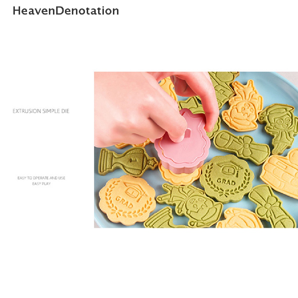 [HeavenDenotation] 8pcs Congrats Wisuda Cookie Cutter Biscuit Mold Press Cetakan Kue Kering Plastik HDV