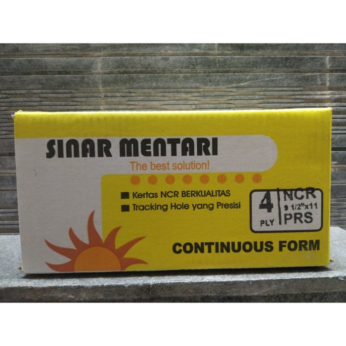 

Terlaris Continuous Form Sinar Mentari 4Ply Prs Ukuran 9,5" X 11" : 2 Rangkap 4