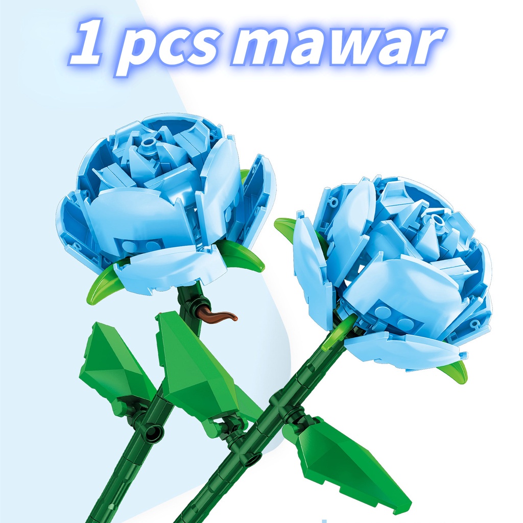 【COD】 Mainan Balok DIY Flower Block/Buket Bunga Blok Susun Bangunan Flower Bouquet Untuk Dekorasi/DIY Mawar Blok Bangunan (kotak Warna)