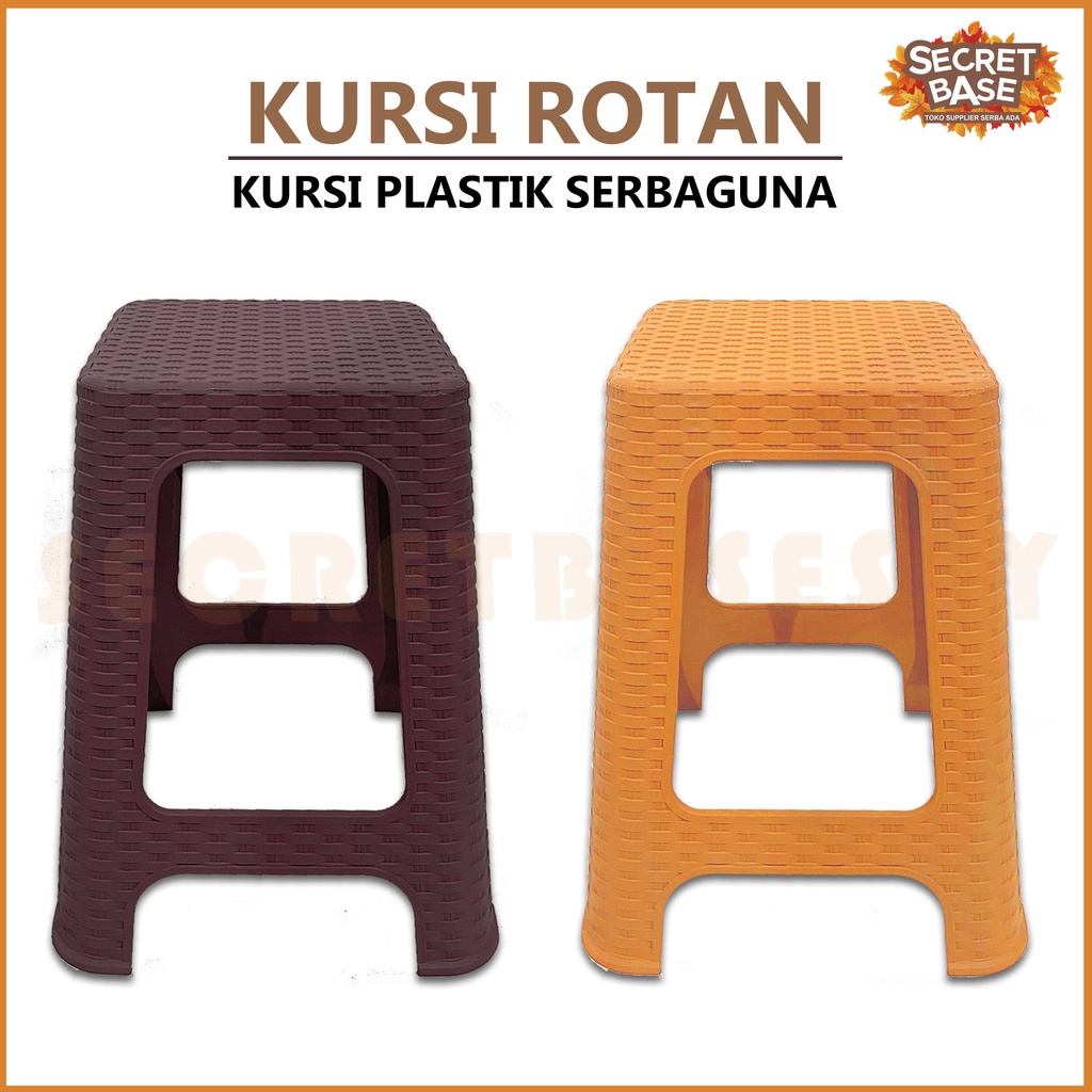 Ready  [COD] KURSI ROTAN - Kursi Plastik Tinggi / Bangku Tinggi Kokoh / Kursi Motif Rotan Murah