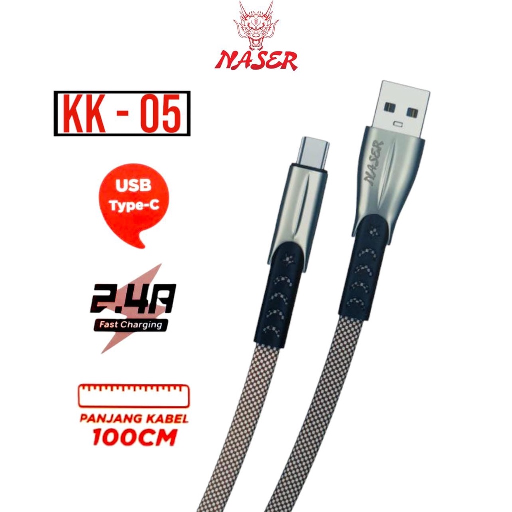 NASER KABEL KK-05 TYPE C / KABEL DATA CHARGER 1M FAST CHARGING 2.4A/PRODUK ORIGINAL