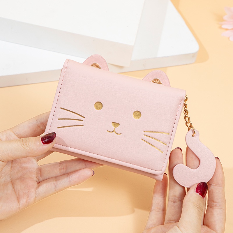 DOMPET LIPAT WANITA MURAH KECIL PENDEK PREMIUM MINI IMPORT SIMPLE FASHION KULIT PINK BISGSKY WA649P3 LUCU CEWEK KOREA CEWEK BRANDED BATAM KARTU UANG KOIN