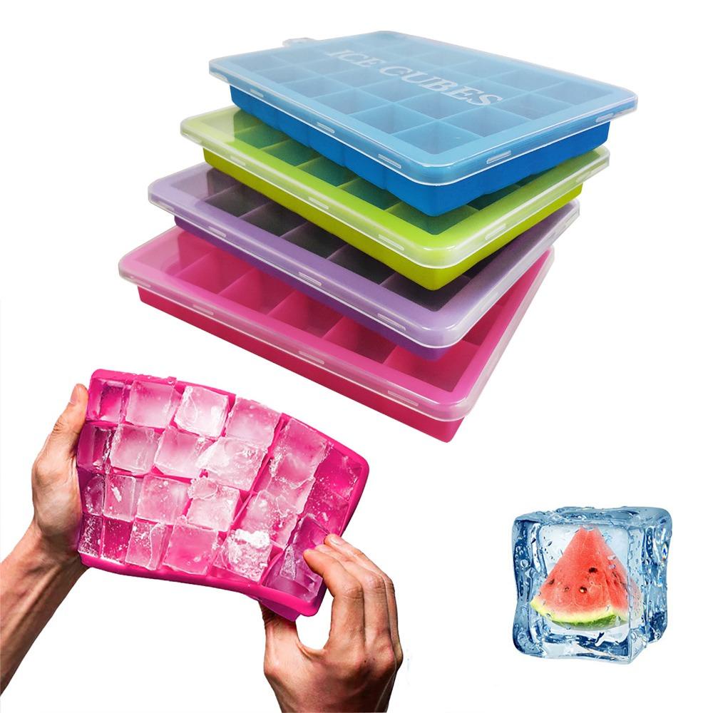 Solighter Ice Cube Maker Bar Silikon Dengan Tutup Kotak Es