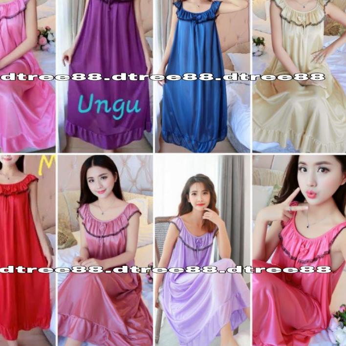➥ Dtree . Dress jumbo satin ice silk / baju tidur import satin jumbo ➯