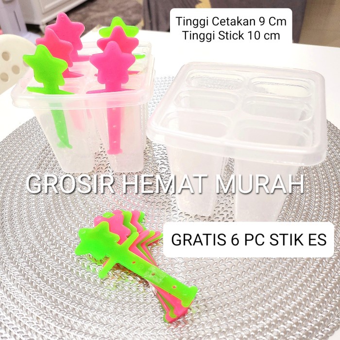 Gratis 6 Stick - Cetakan Es Krim Lilin/Loli/Agar Agar isi 6 Bening