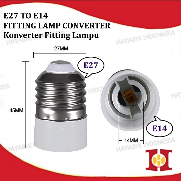 Konverter Fitting Lampu E27 ke E14 Cap Lamp Light Converter Adapter