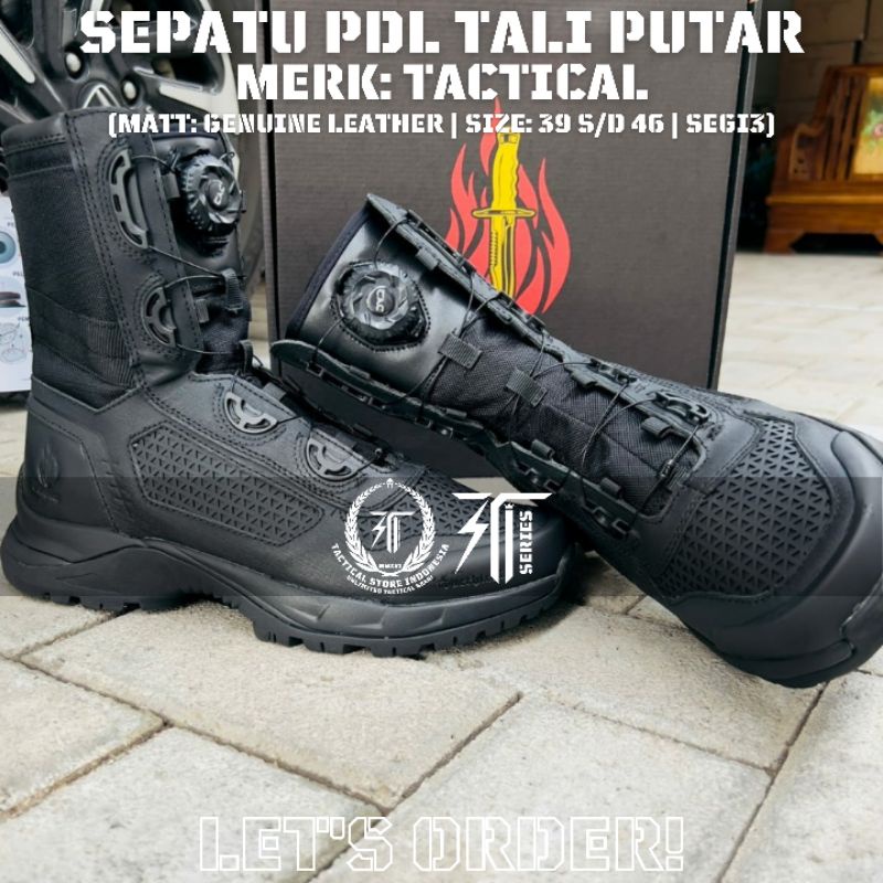 Sepatu PDL Tali Putar Merk Tactical / Tacthical - Libra / Jaring / Segi 3