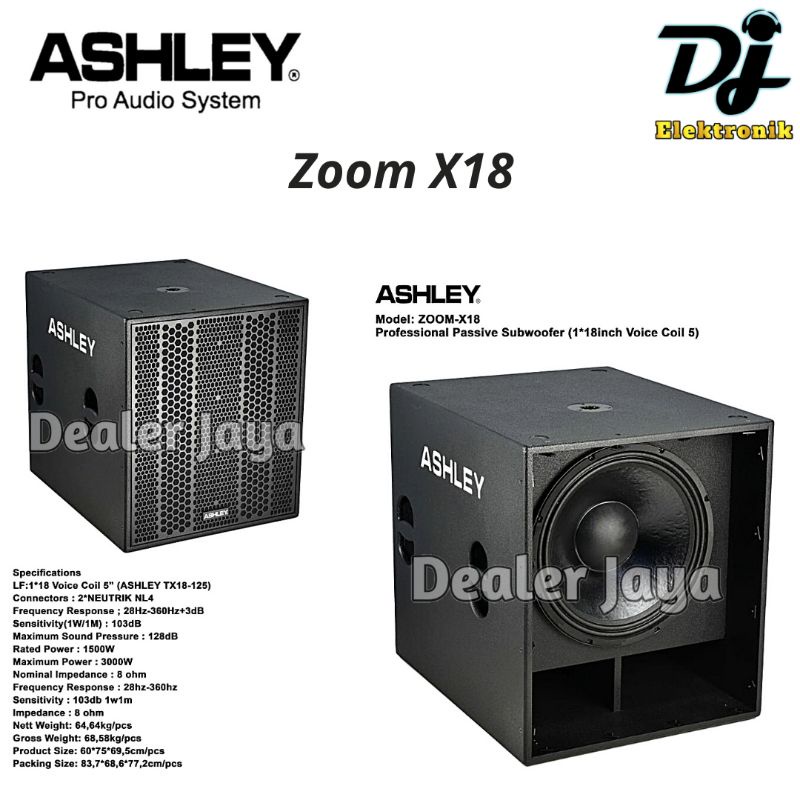 Speaker Subwoofer Ashley ZOOM X 18 / ZOOM X18 / ZOOMX18 - 18 inch Pasif