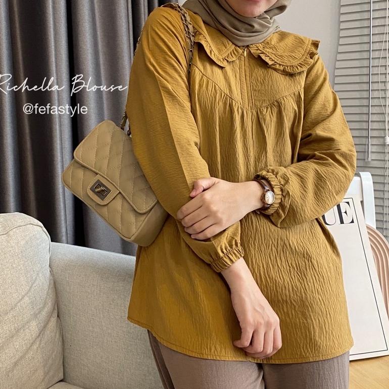 HARGA TERMURAAH BLOUSE CRINCLE RICHELLA by fefastyle