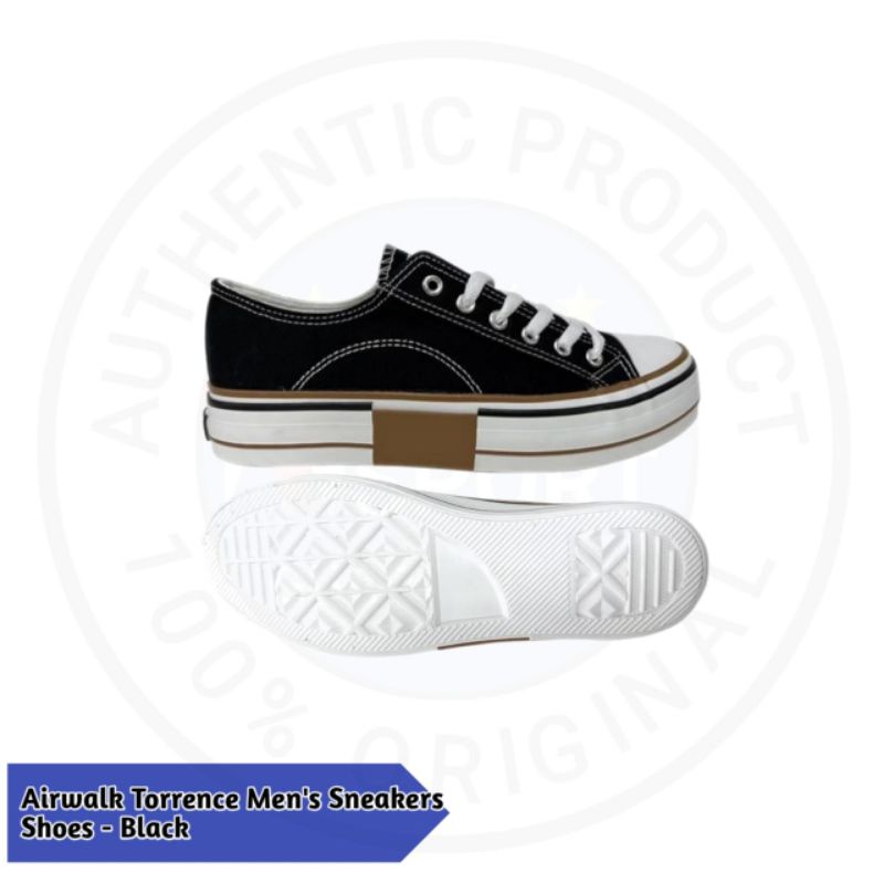 Sepatu Airwalk Torrence Sneakers Casual Kets Sneaker Kasual Pria Cowok Original Hitam Kekinian