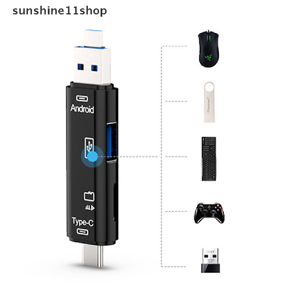 Sho 5in1 OTG Card Reader Multi-in-one Adaptor Pembaca Kartu Memori SD TF USB Mikro N