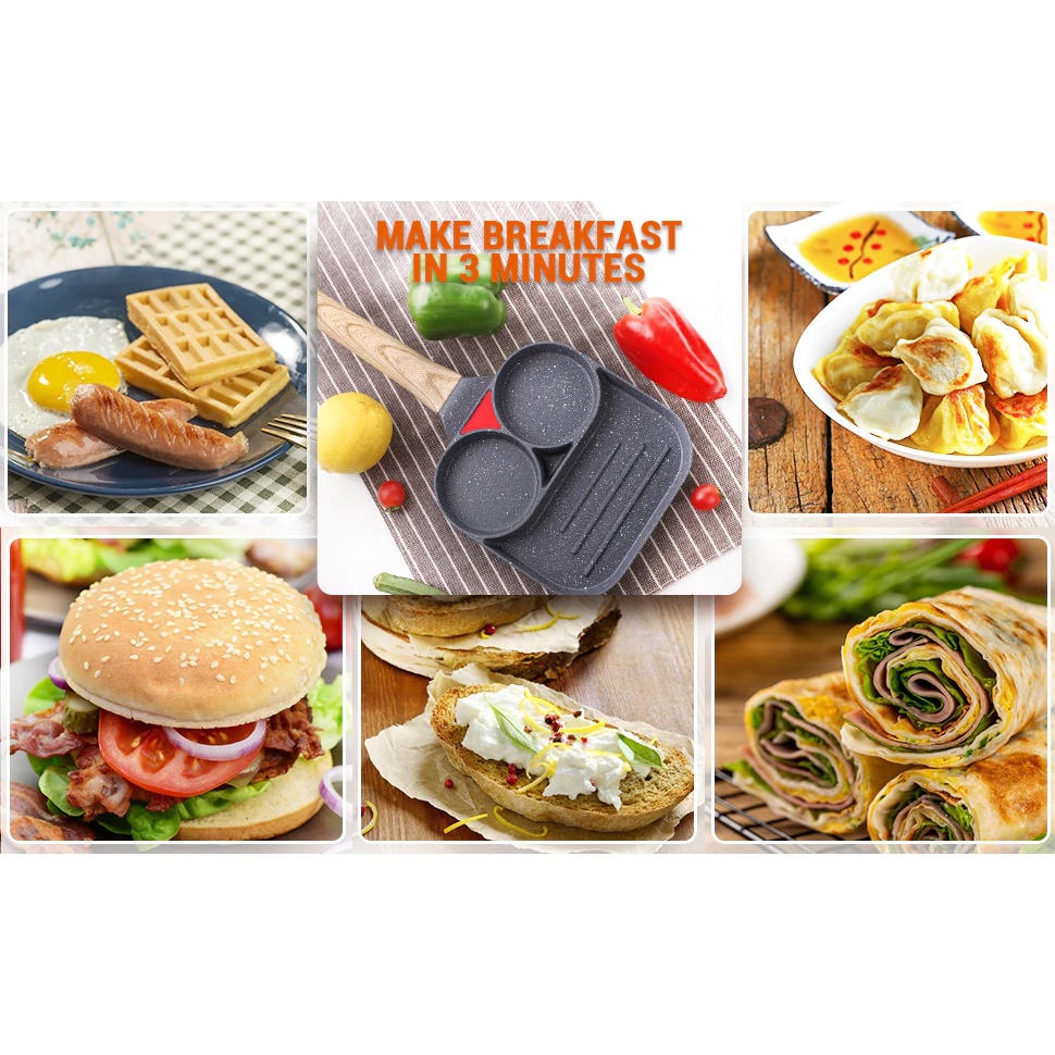 Burger Egg Grill Frying Pan 2 Lubang 1 Pan Anti Lengket