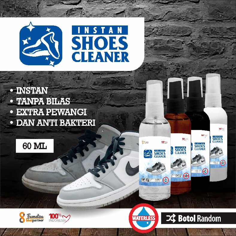 Pembersih Cuci Sepatu Pemutih Instan Cleaner Tanpa Bilas Aroma Wangi Kemasan 60ml Spray