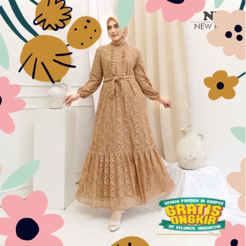 Adien Dress Series / Gamis Brukat Malika / Gamis Brukat Keliling Depan Belakang / Gamis Brukat Musli
