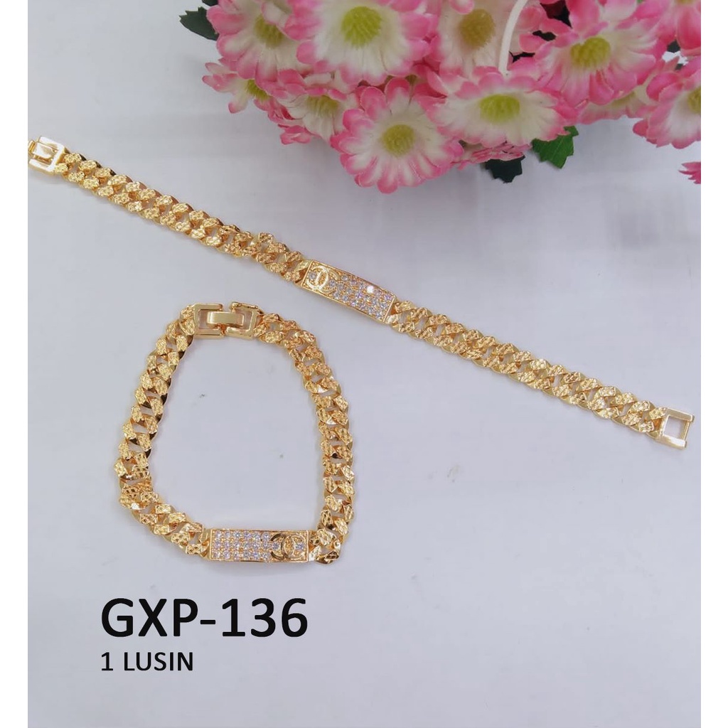 [1 LUSIN ISI 12] GELANG XP RANTAI EMAS GOLD PLAT TITIK DIAMI TERMURAH / DUNIA GELANG TERBARU