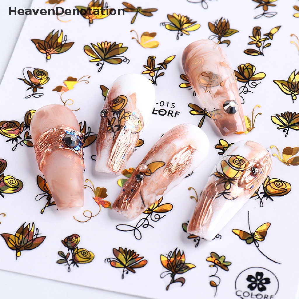 [HeavenDenotation] 3D Bronzing leaf er adhesive ers Nail Art Decoration HDV