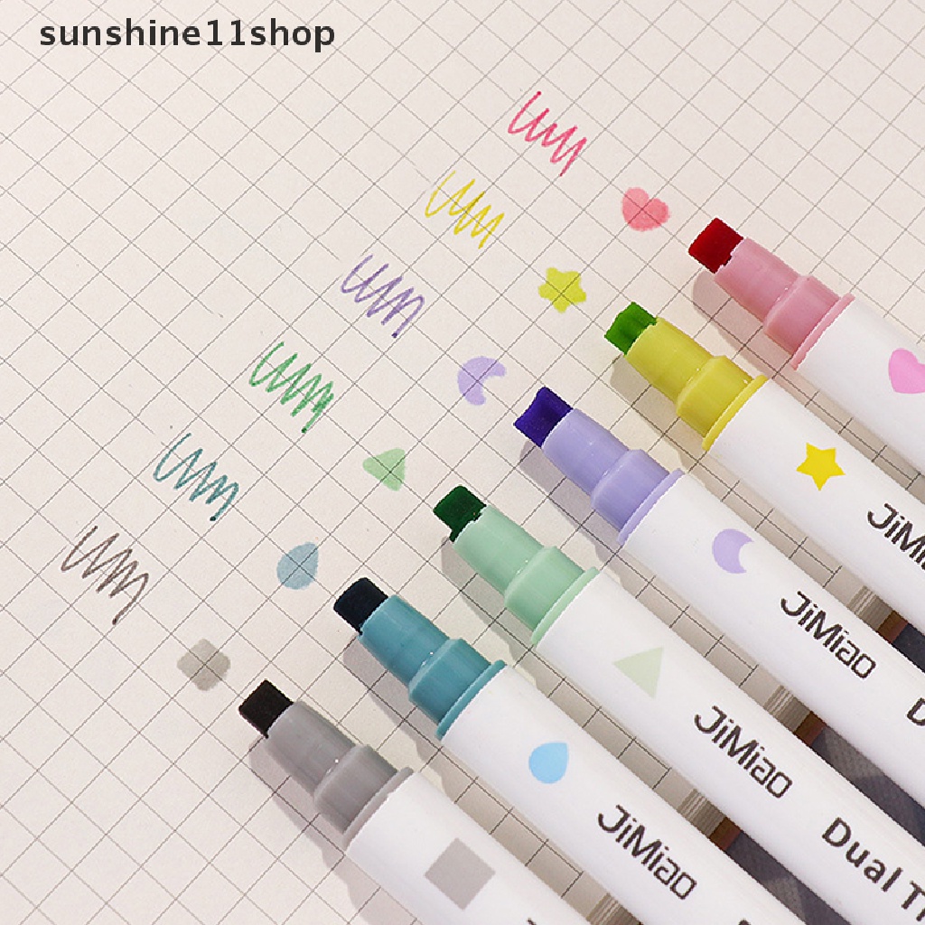 Sho 1/6pcs Dual Tips Stamp Marker Pen Set Warna Bintik Tinggi Liner Menggambar Cat Art Kantor Sekolah Alat Tulis Hadiah Untuk Anak N