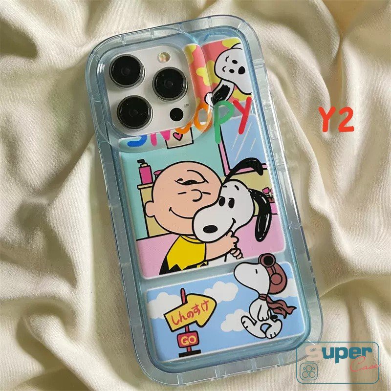 IPHONE Kartun Lucu Snoopy Kompatibel Untuk Iphone14 7plus 8plus 7 8 Plus XR 11 13 12 Pro Max6 6S X XS MAX Soft TPU Bening Anti Jatuh Full Back Cover Airbag Shockproof Phone Case