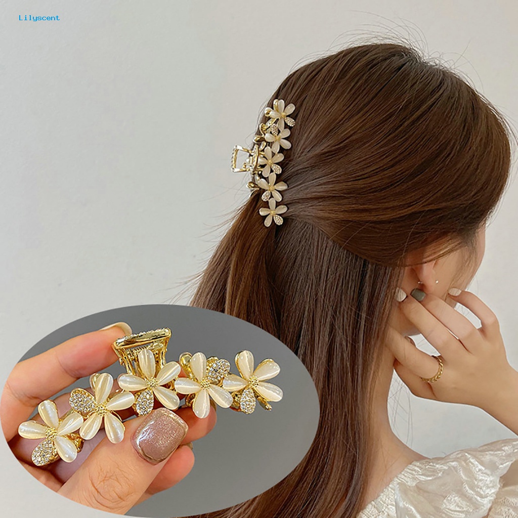 Lilyscent Reusable Hair Barrette Aksesoris Rambut Lady Simple Flower Decor Big Hair Clip Persilangan Gigi