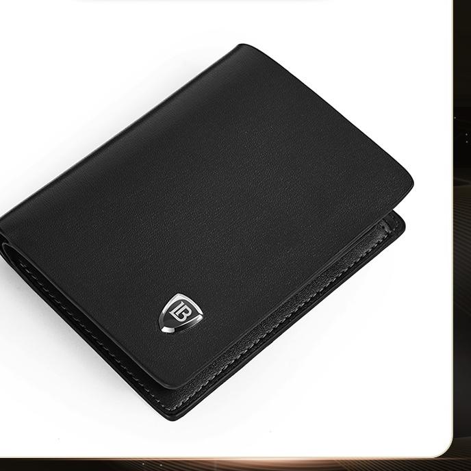 ◘ BOSTANTEN Dompet Pria Bahan Kulit Sapi Asli Model Lipat Pendek Hitam/Coklat ♚