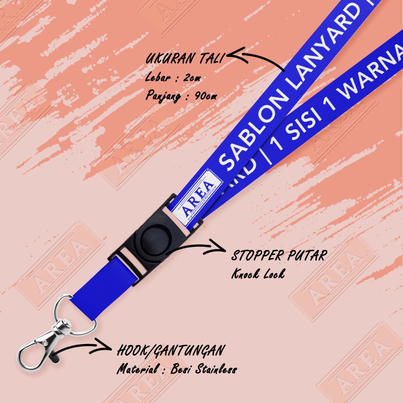 

lanyard Sablon 1 Warna 1 Sisi Custome/Lanyard Biru Sablon Custome