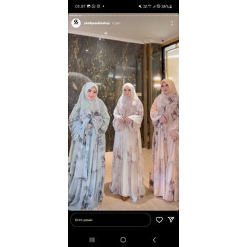 ShellaSaukiaShop 100% ORI. Gamis Abaya Premium motif Flower untuk Lebaran