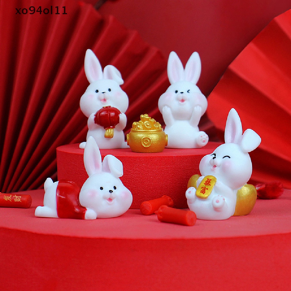 Xo 1Pc Lucu Tahun Kelinci Maskot Lucky Rabbit Micro Landscape Resin Kerajinan OL