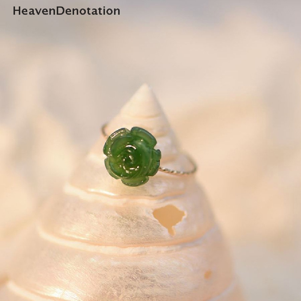 [HeavenDenotation] Indah Gadis Gaya Cincin Fashion Camelia Bunga Mawar Hijau Jari Rings Untuk Wanita Gadis Pernikahan Perhiasan Hadiah HDV