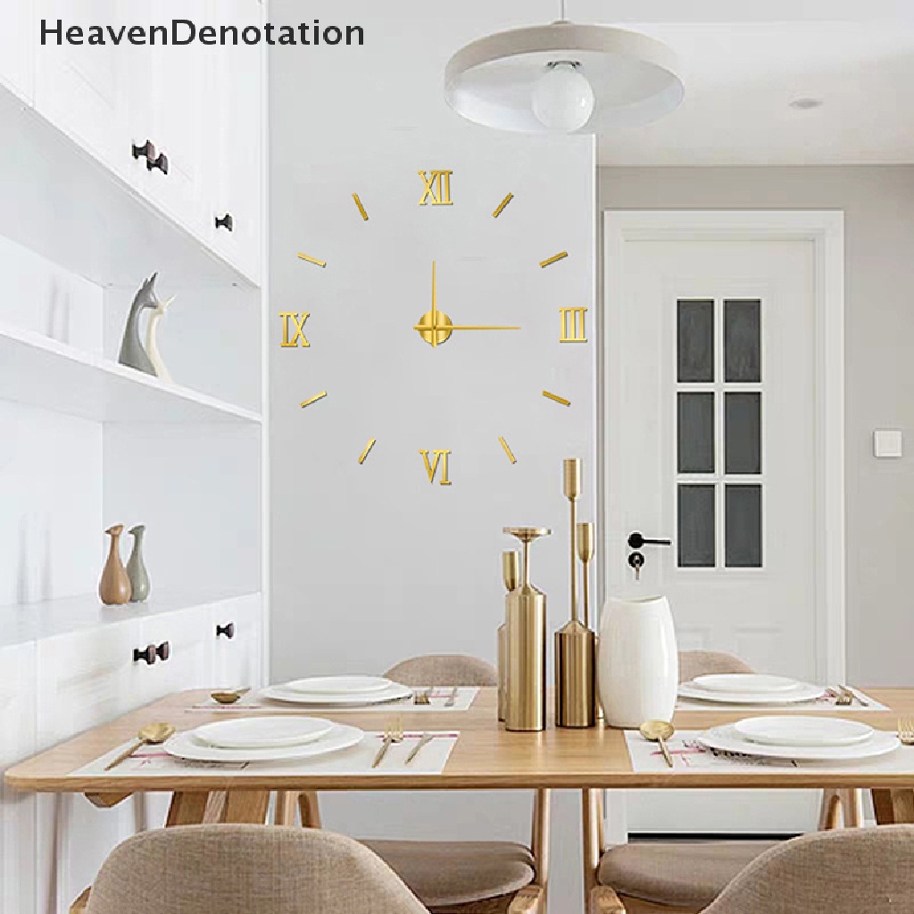 [HeavenDenotation] 3d Bercahaya Jam Dinding Tanpa Bingkai Akrilik DIY Digital Clock Wall Stiker Silent Clock Untuk Ruang Tamu Kamar Tidur Kantor Dekorasi Dinding HDV