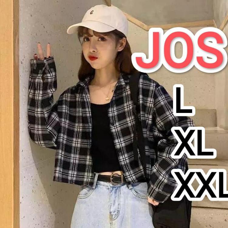 Ready Kemeja Crop Tartan Flanel / Kemeja Kotak Oversize Flanel/ Kemeja Flanel Wanita