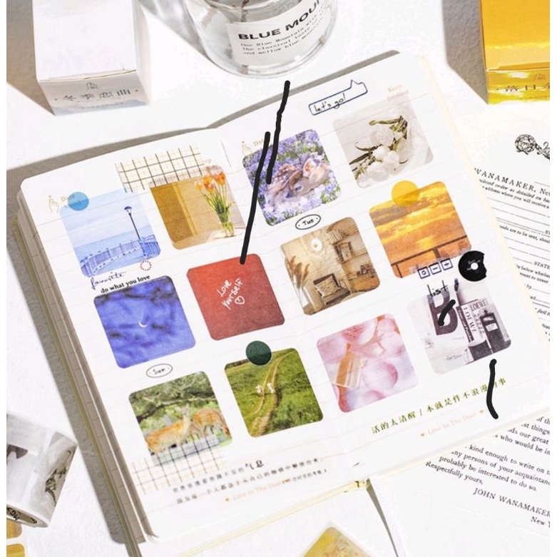 

Share Washi Sticker Square Scenery for Scrapbook, Journal, Dairy 10pcs