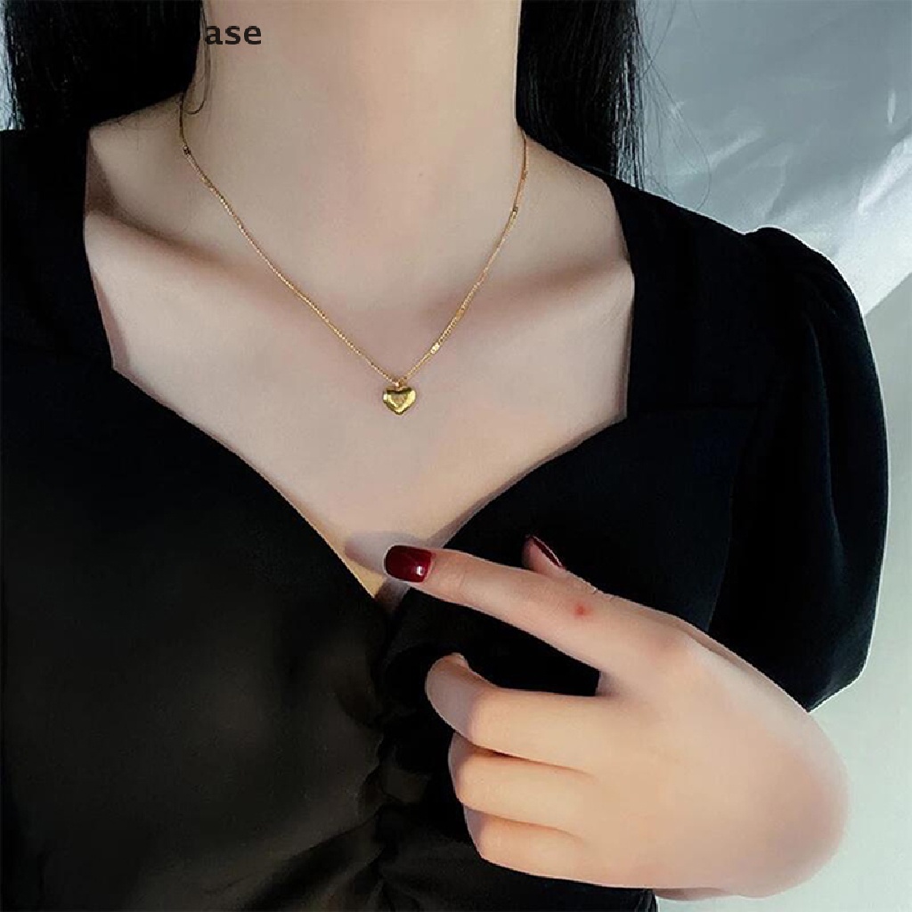 [jewelrybase] Fashion Berlapis Emas Cinta Hati Kalung Untuk Wanita Pria Liontin Gantung Rantai Choker Kalung Valene Hadiah Hari Perhiasan Butik