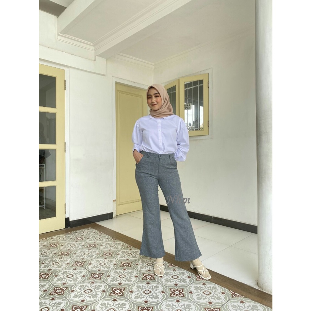 NHM Celana Kerja Cutbray Celana Bahan Celana Panjang Wanita Terbaru Celana Kantor Formal Jumbo BigSize