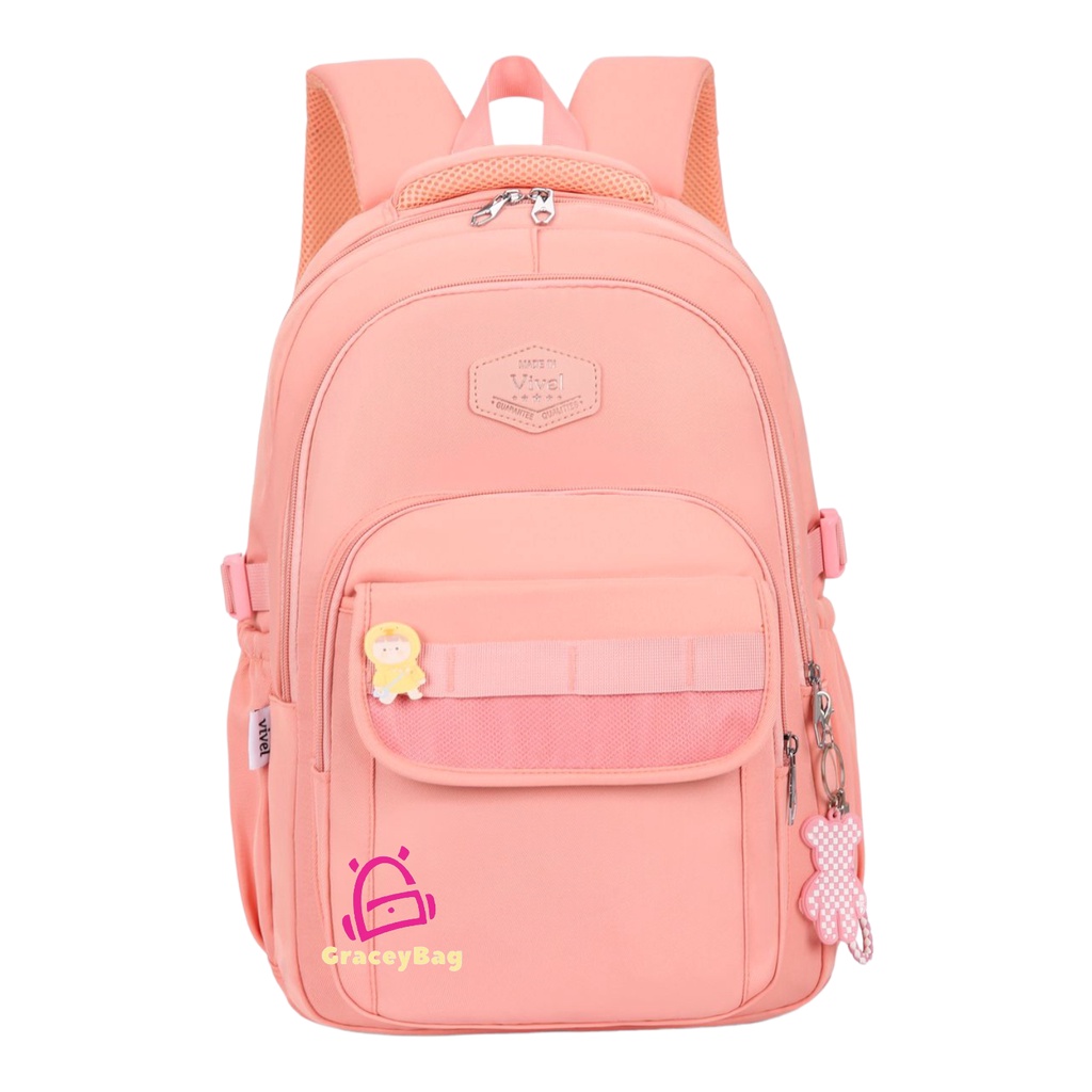 GB-8656 Tas Ransel Anak Perempuan / Remaja Import Free Raincover, Pin, Key Chain