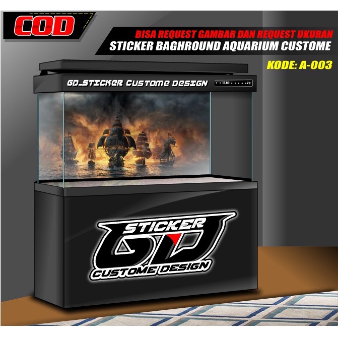 STICKER AQUARIUM / BACKGROUND AQUARIUM / WALLPAPER AQUARIUM ANDER WATER KAPAL ALAM BISA CUSTOM / BAW