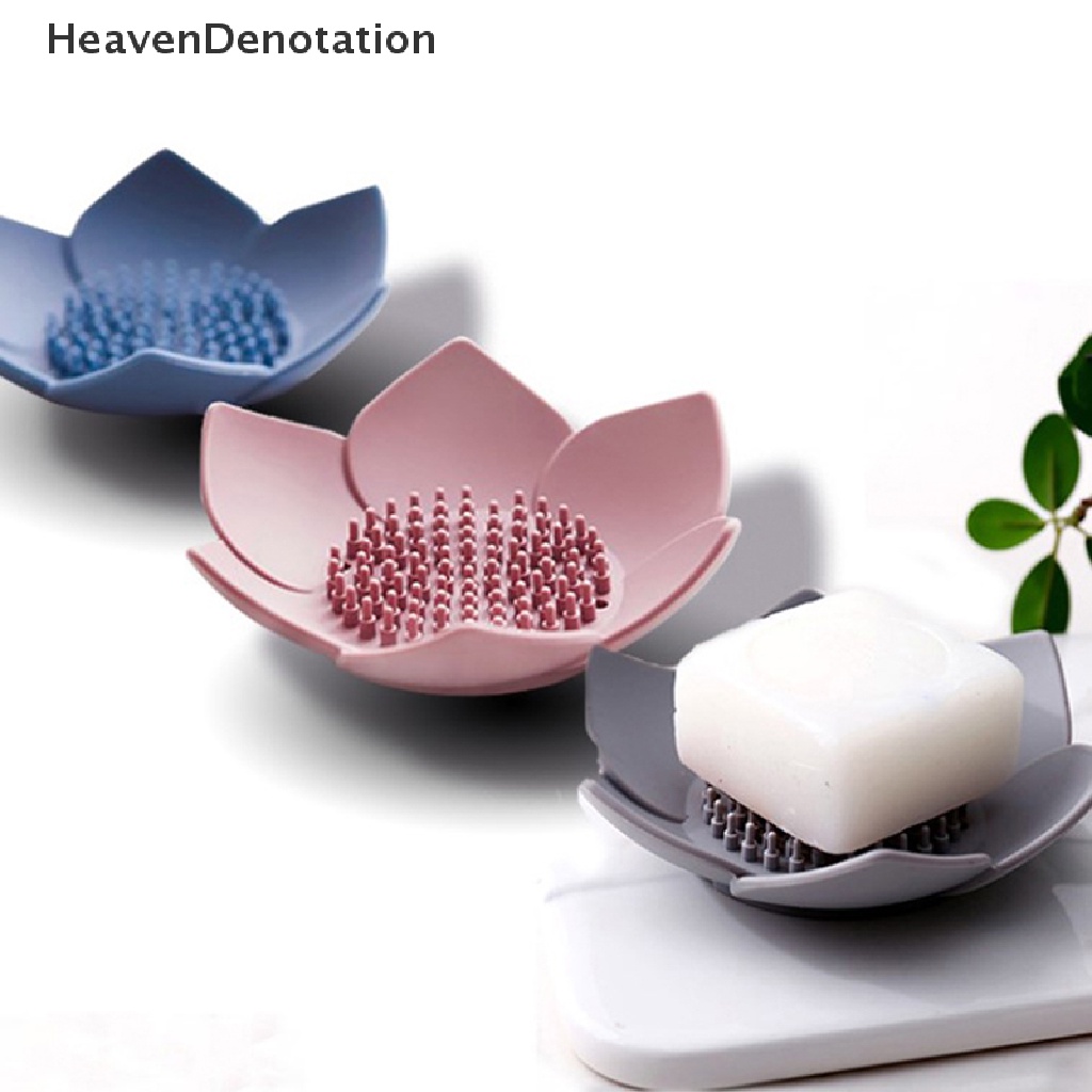 [HeavenDenotation] Kotak Sabun Silikon Bentuk Lotus Non-slip Draining Soap Tray Draining Sabun Piring HDV