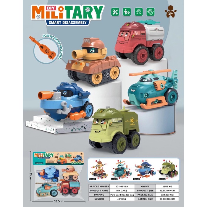 MAINAN ANAK MOBIL MILITARY DIY FUNNY BABY Puzzle 4 MACAM KADO TERBAIK