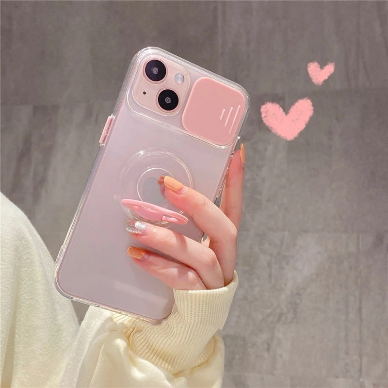 IPHONE Fashion Jendela Sliding Mewah Kamera Ring Bracket Casing Handphone Untuk Iphone14 13 12 11 Pro Max X XS Max XR 78 Plus Shockproof Penutup Belakang